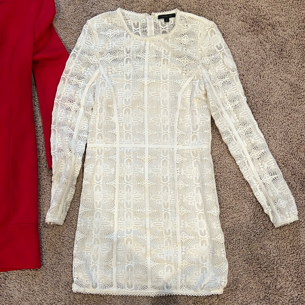 White lace Rachel Zoe long sleeve mini dress